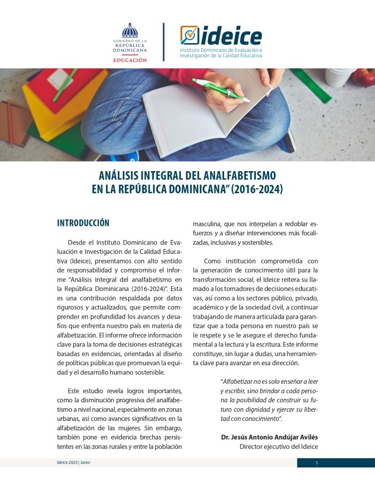 "ANÁLISIS INTEGRAL DEL ANALFABETISMO EN LA REPÚBLICA DOMINICANA" (2016-2024)